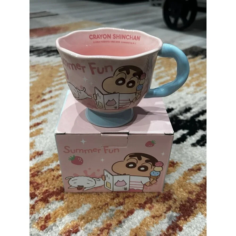 Crayon Shinchan Summer fun pink tea coffee cup mug NIB
